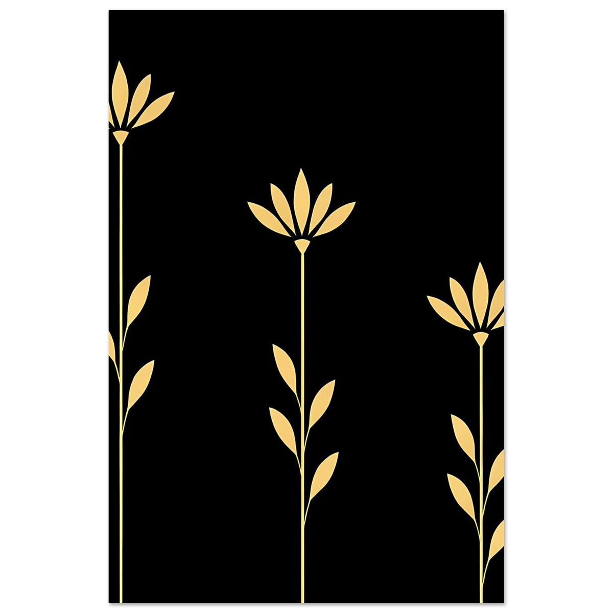 Poster mit goldenen Ranken rechts und links auf schwarzem Hintergrund