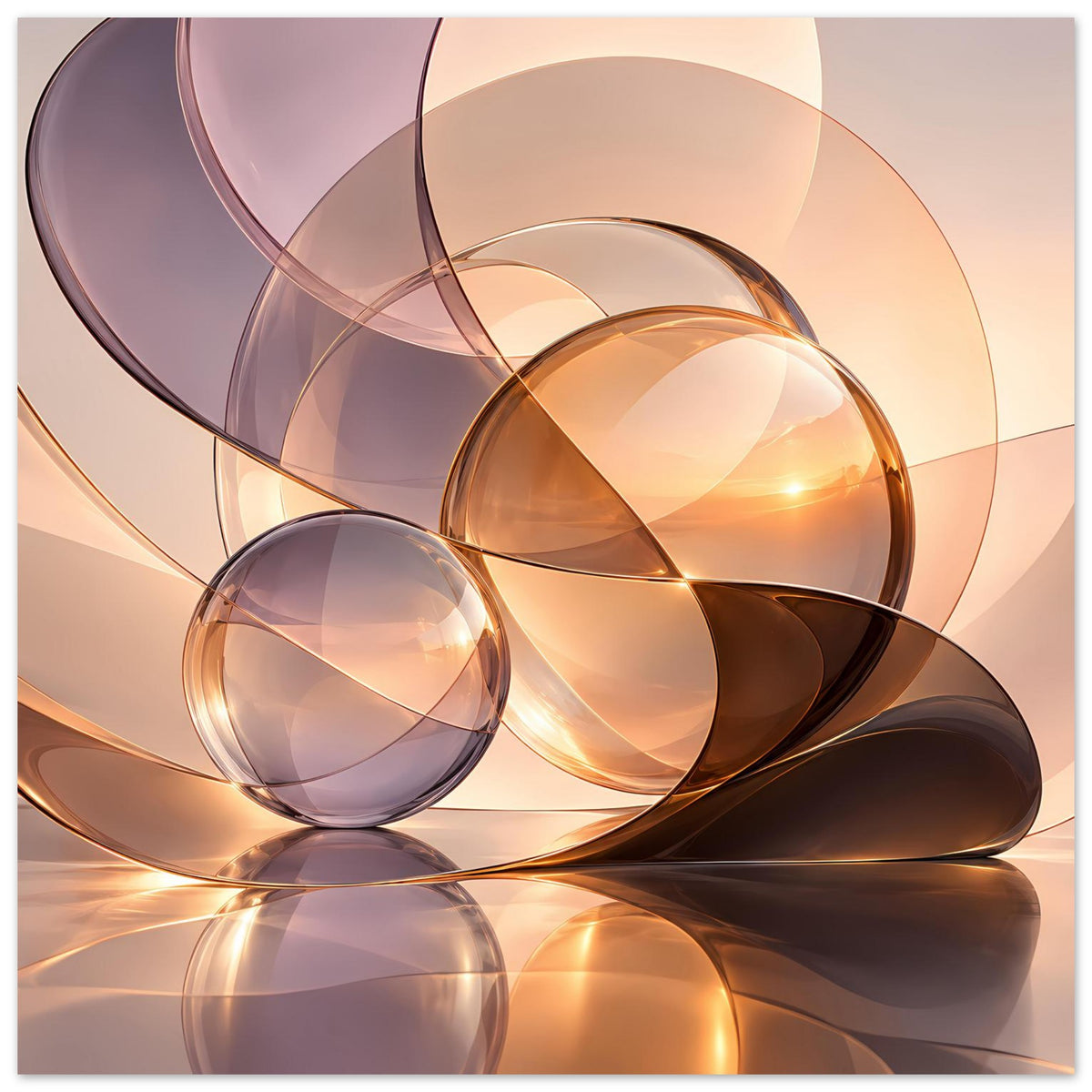 Abstrakter Glas-Kugel-Artprint in warmen Tönen