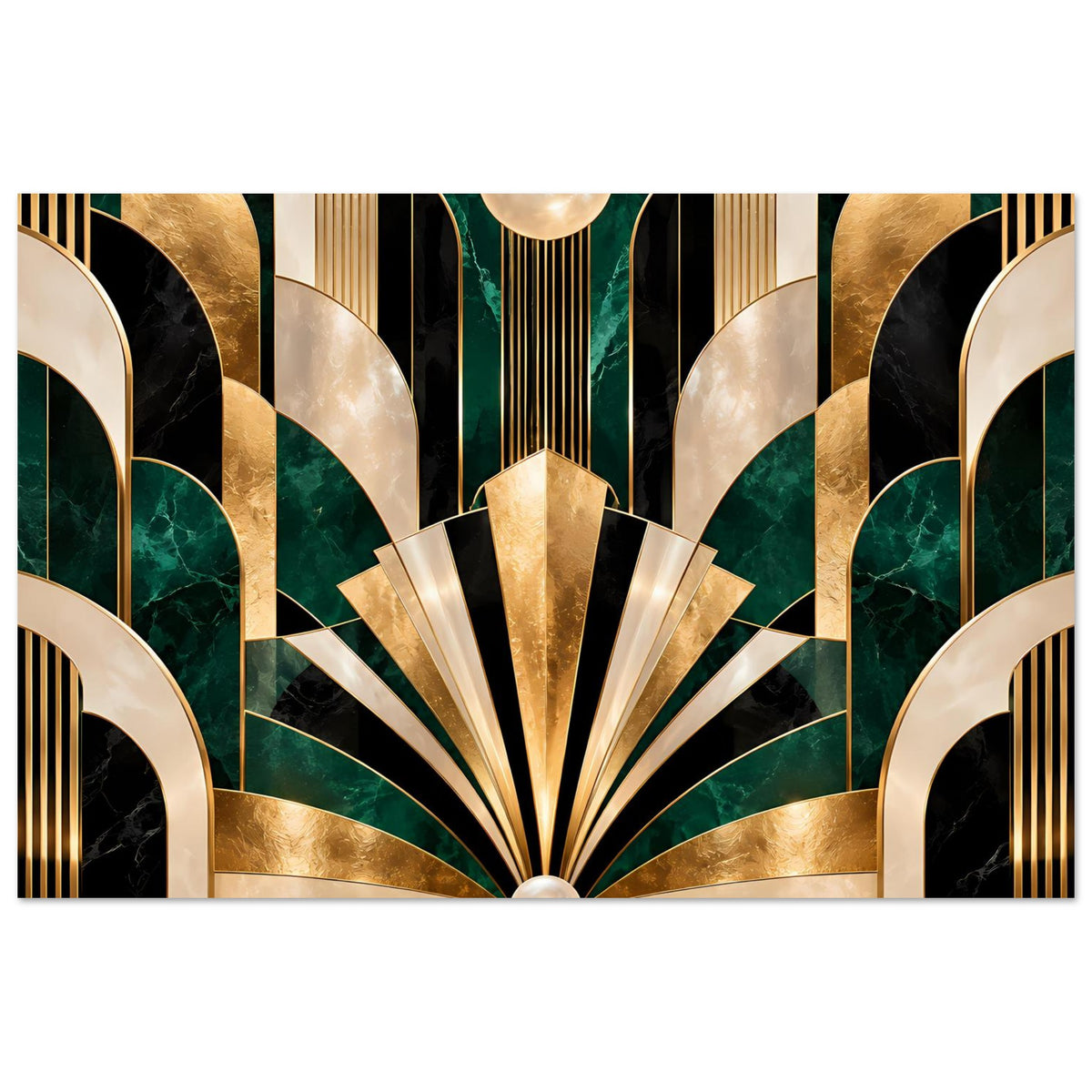 Art-Déco-Poster mit Gold- und Smaragdmotiv, horizontal