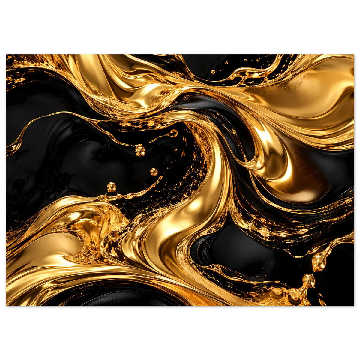 Luxusposter mit breiten goldenen Schlieren auf dunklem Schwarz und kleinen funkelnden Punkten
