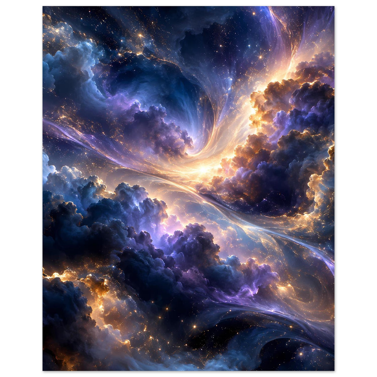 Galaxieposter auf Mattpapier: großer Himmelsausschnitt mit Sternstaub und Lichtbögen