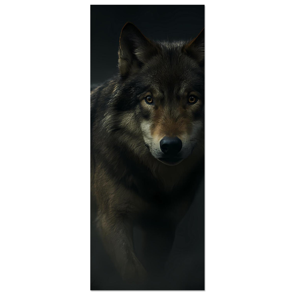 Wolfporträt-Poster, vertikal: grauer Wolf, nur Kopf und Vorderpartie