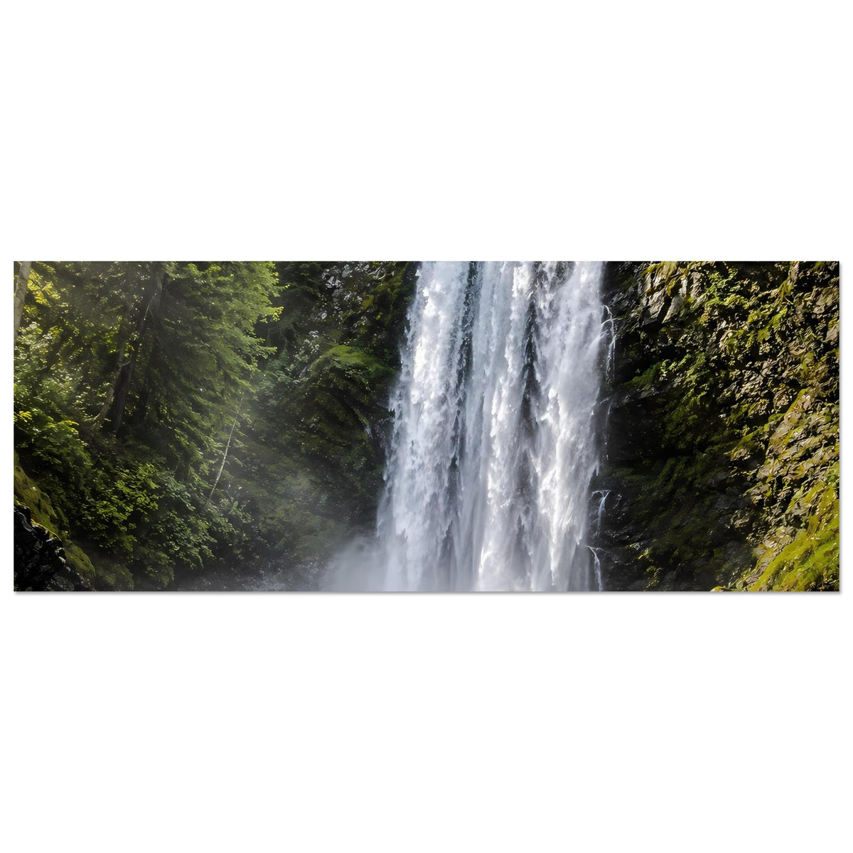 Wasserfall-Premium-Poster, Panoramaansicht des Wasserfalls in grünen Wäldern