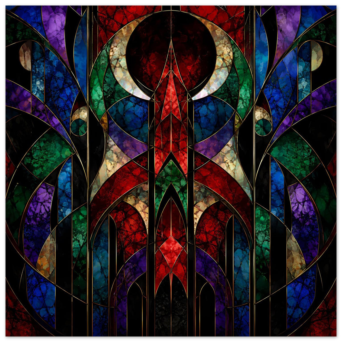 Art-déco-Poster mit geometrischem Buntglas-Mosaik