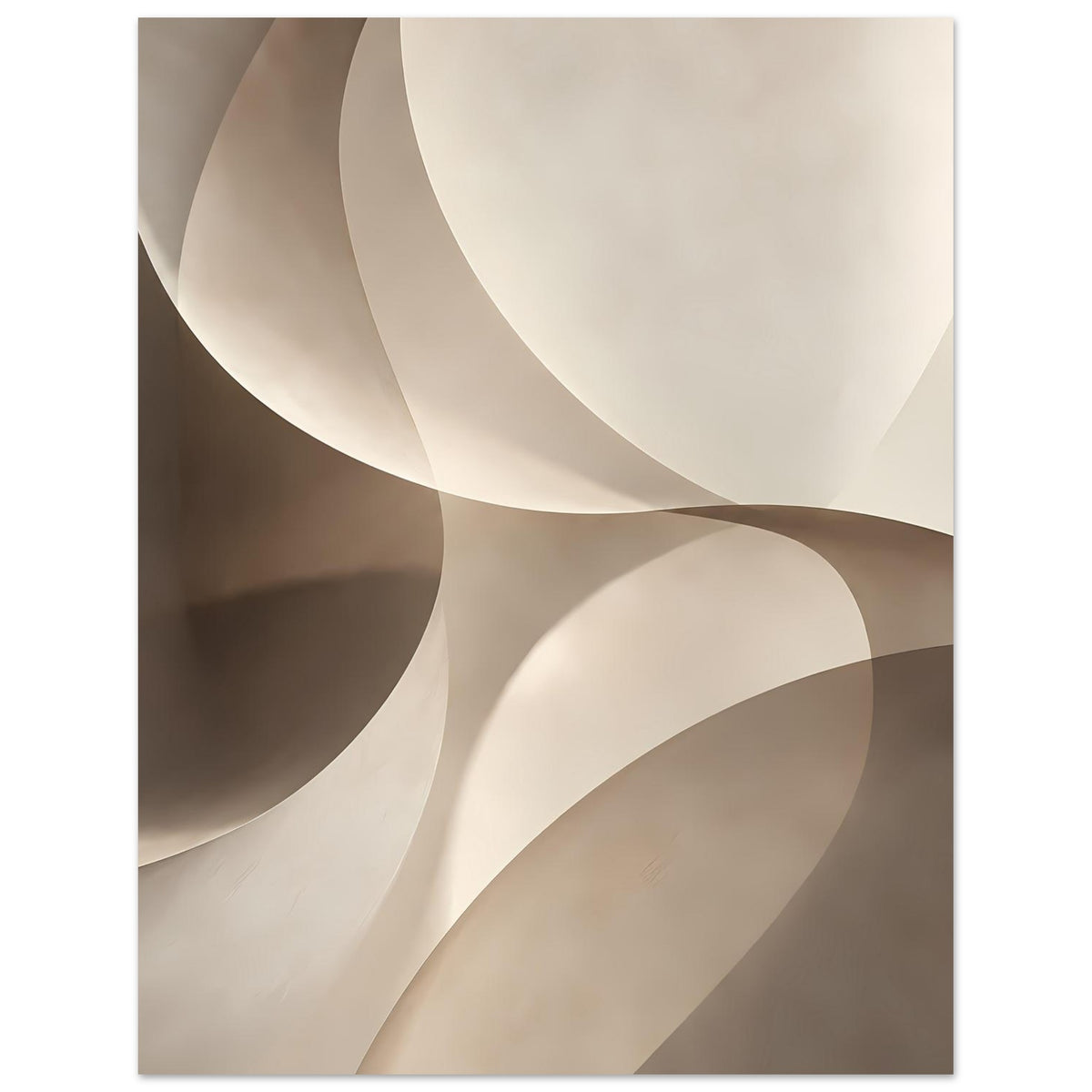 Kunstposter: Nahansicht abstrakter Wellen in Creme- und Beigebraun-Tönen.