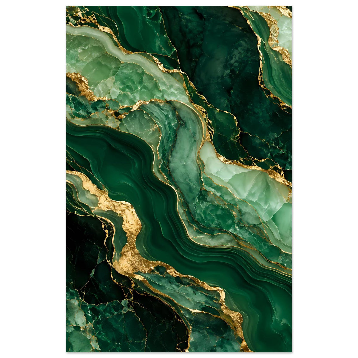 Luxusposter im Hochformat mit smaragdgrünem Marmor und goldenen Adern