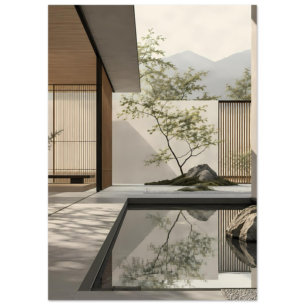 Zen-inspiriertes Kunstposter mit ruhiger minimalistischer Gestaltung