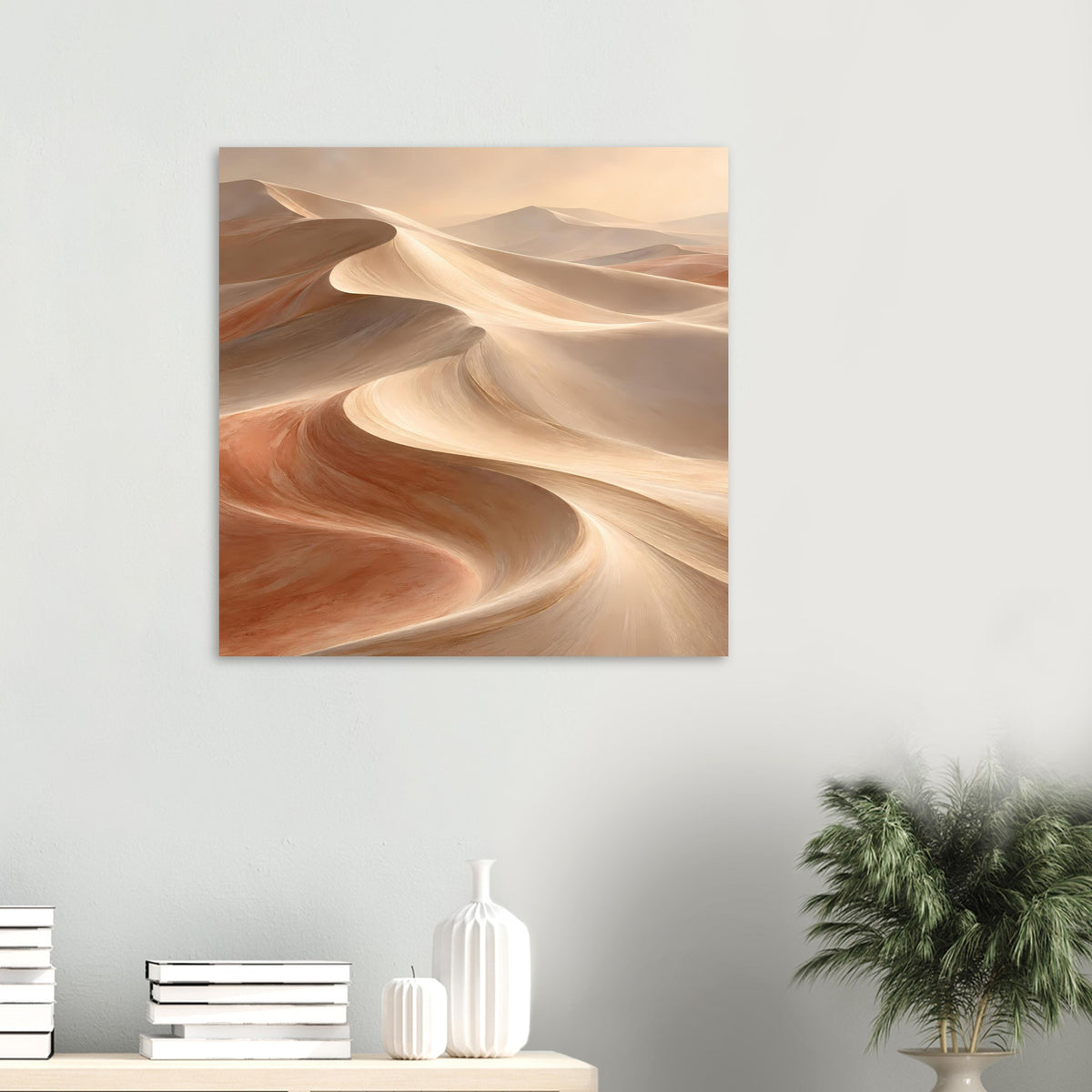 Quadratisches Poster mit Sanddünen, warme Erdtöne in Beige und rostbraun