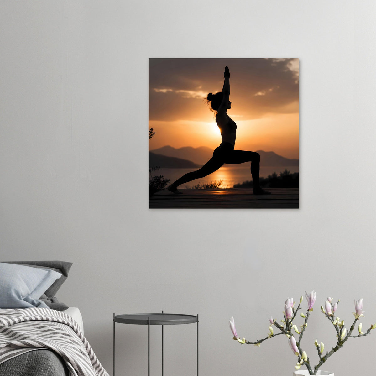 Yoga-Poster: Kleine Posteransicht mit Silhouette der Yogapose im Sonnenuntergang