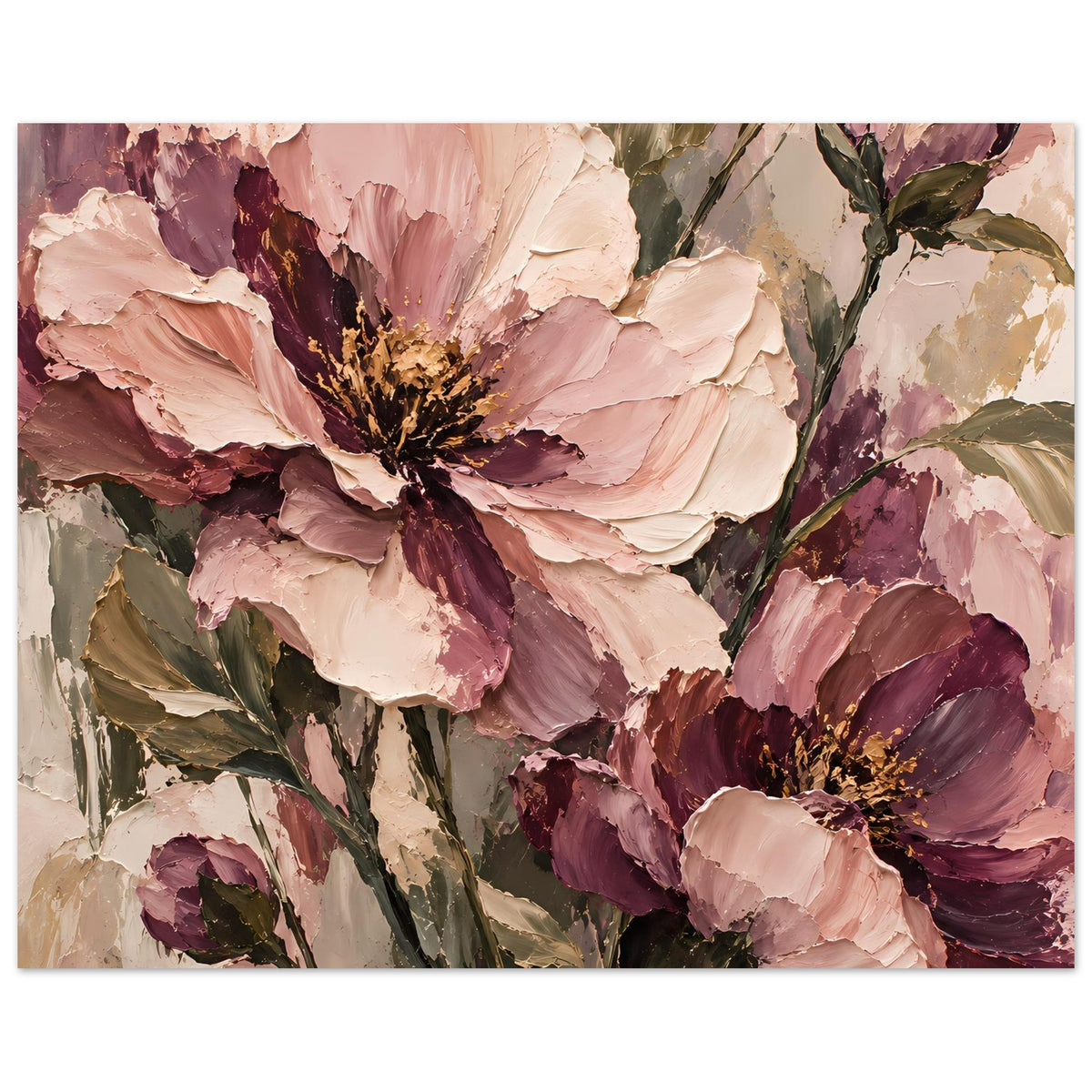 Poster mit abstrakten Blumen in Rosé- und Mauvetönen