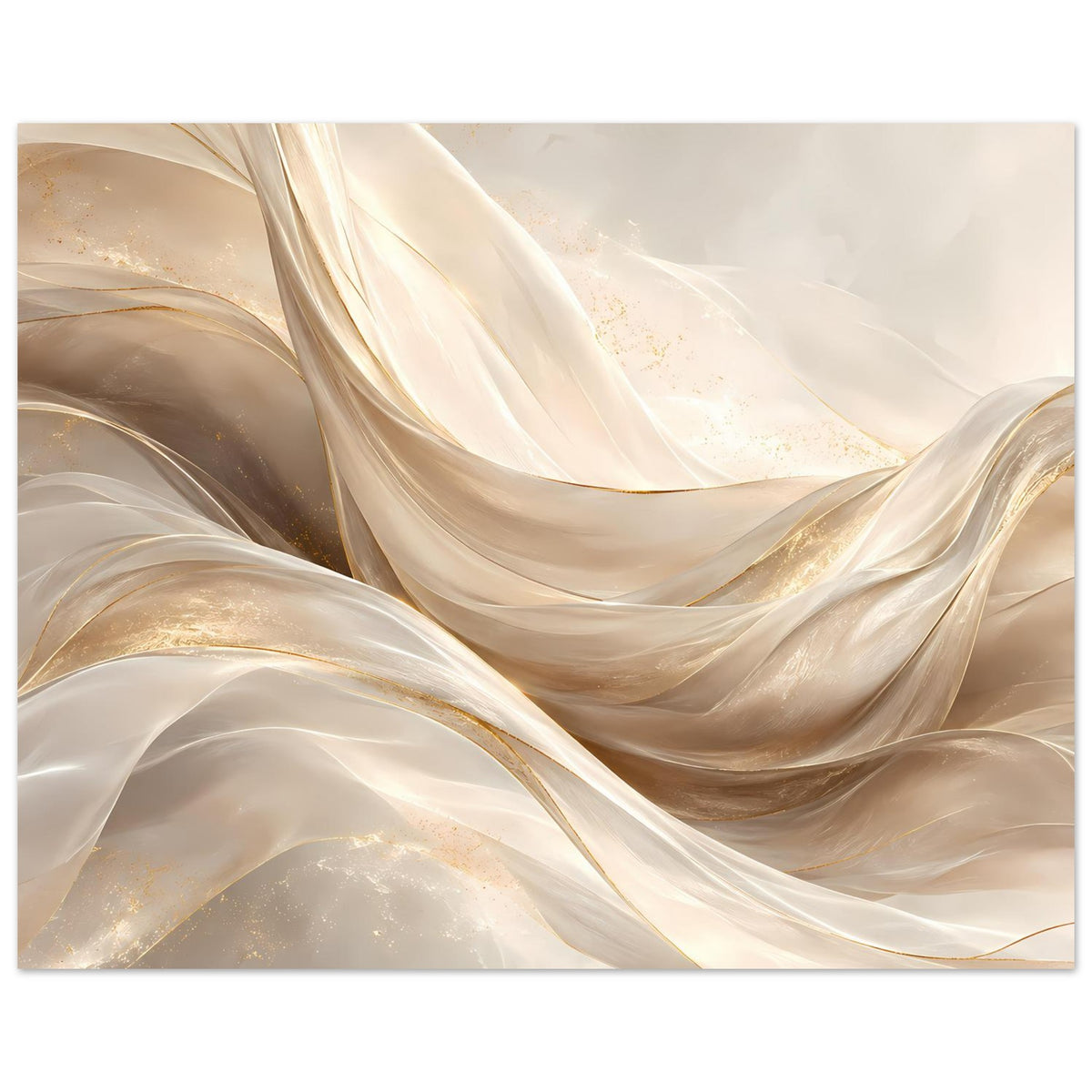Leinwand-Poster mit goldenen Akzenten und fließenden Stofffalten, querformatig