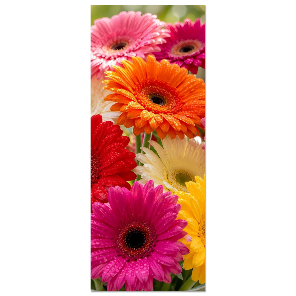 Vertikales Gerbera-Blumenstrauß-Poster: bunte Gerberablüten, eng zugeschnitten