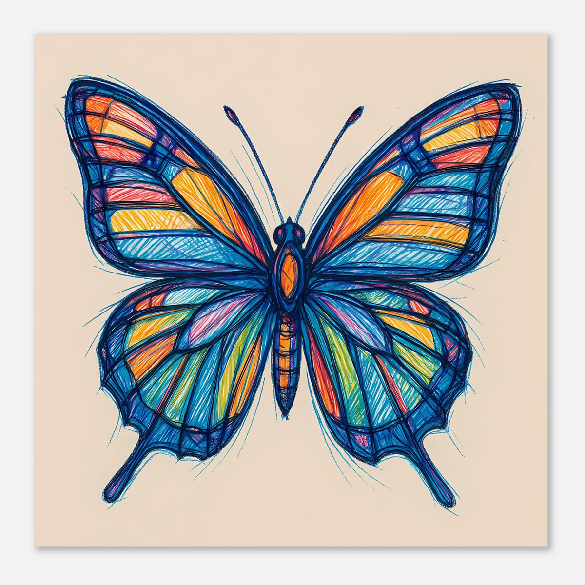 Schmetterlings-Poster im Querformat: kompletter Schmetterling mit bunten Flügeln.