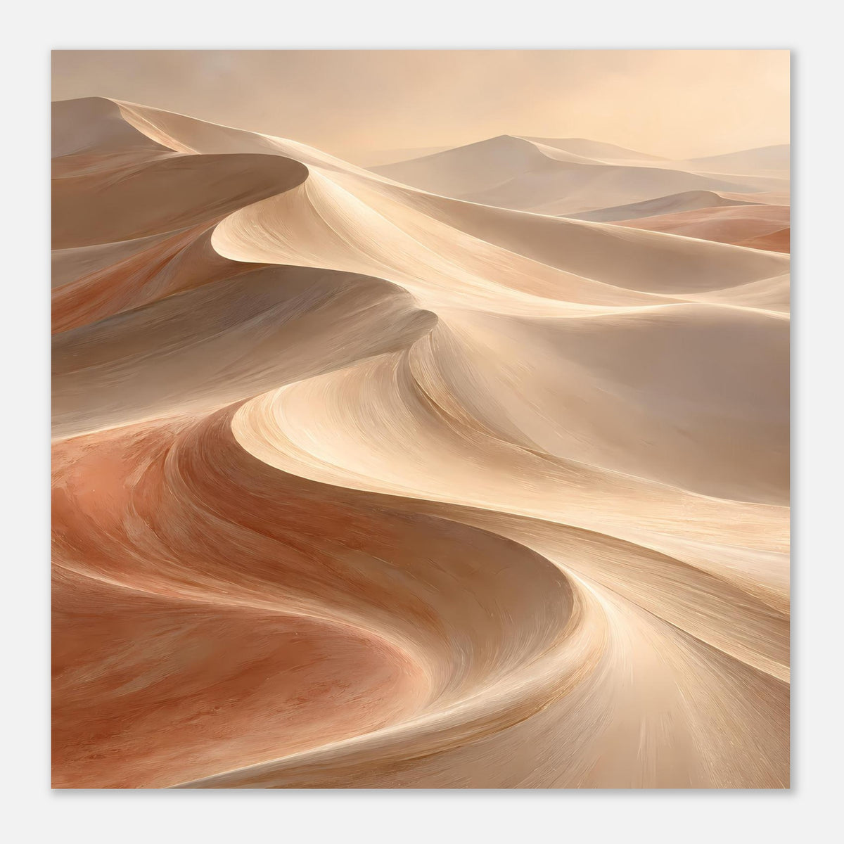 Poster mit Sanddünen im Quadratformat, beige, braun und rostrote Farbschichten