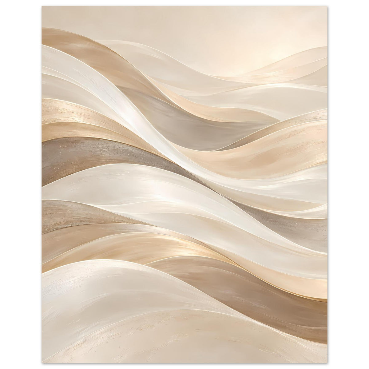 Kunstposter (hoch) mit abstrakten Wellen in Creme, Gold und Beige