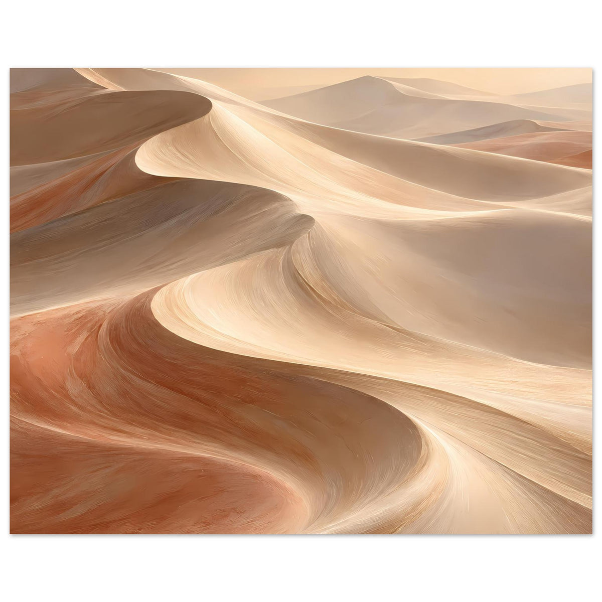 Poster mit Sanddünen im Querformat, cremefarbene Dünen und rötlich-braune Senken