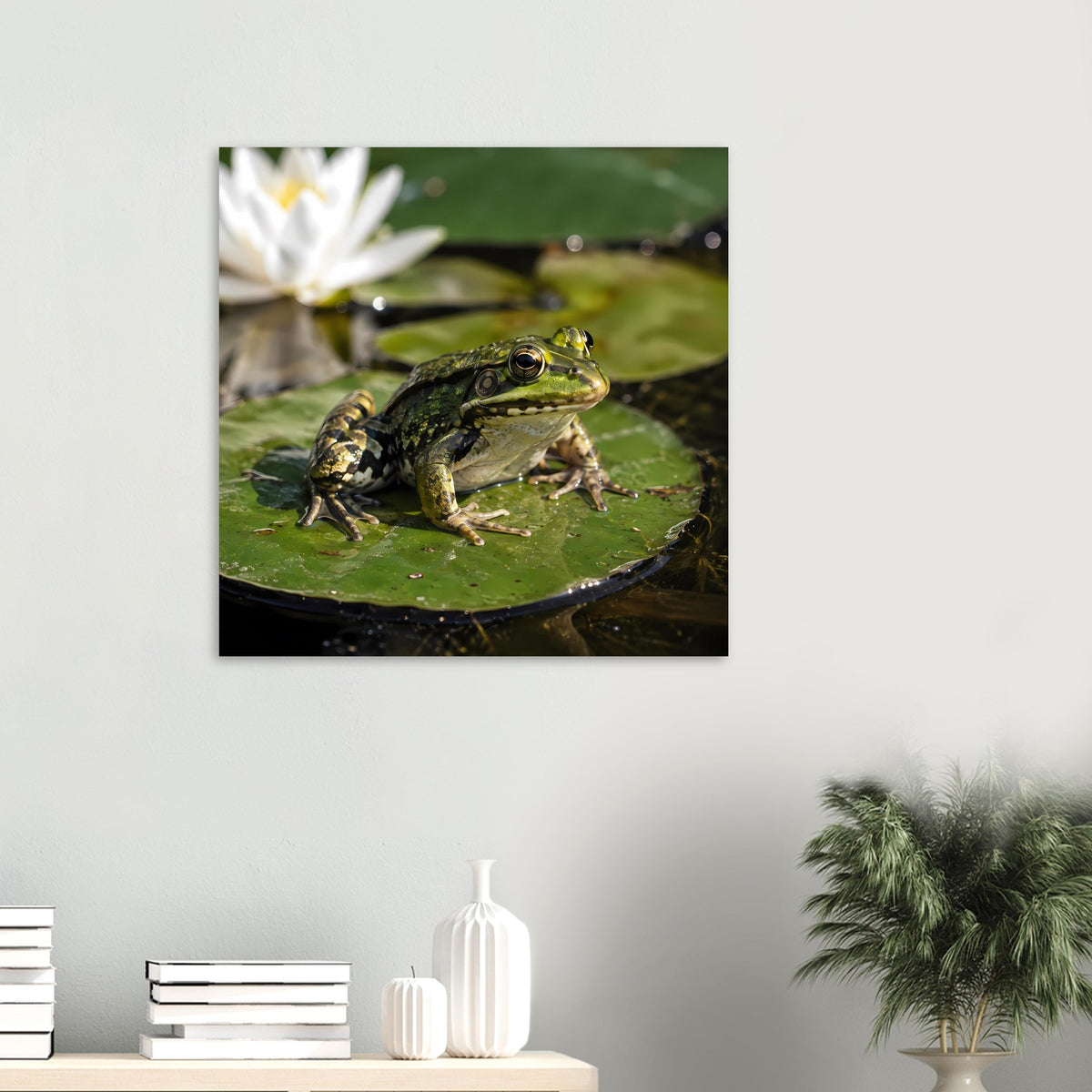 Poster mit Frosch auf Seerosenblatt, kleiner Bildausschnitt