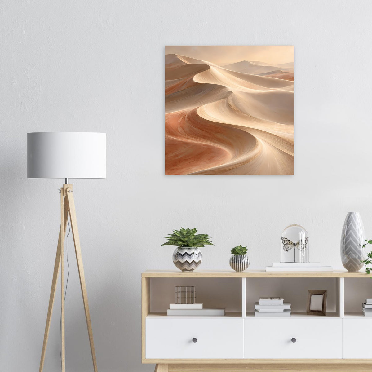 Gerahmtes Sanddünen-Poster mit sanften Erdtönen, quadratisch