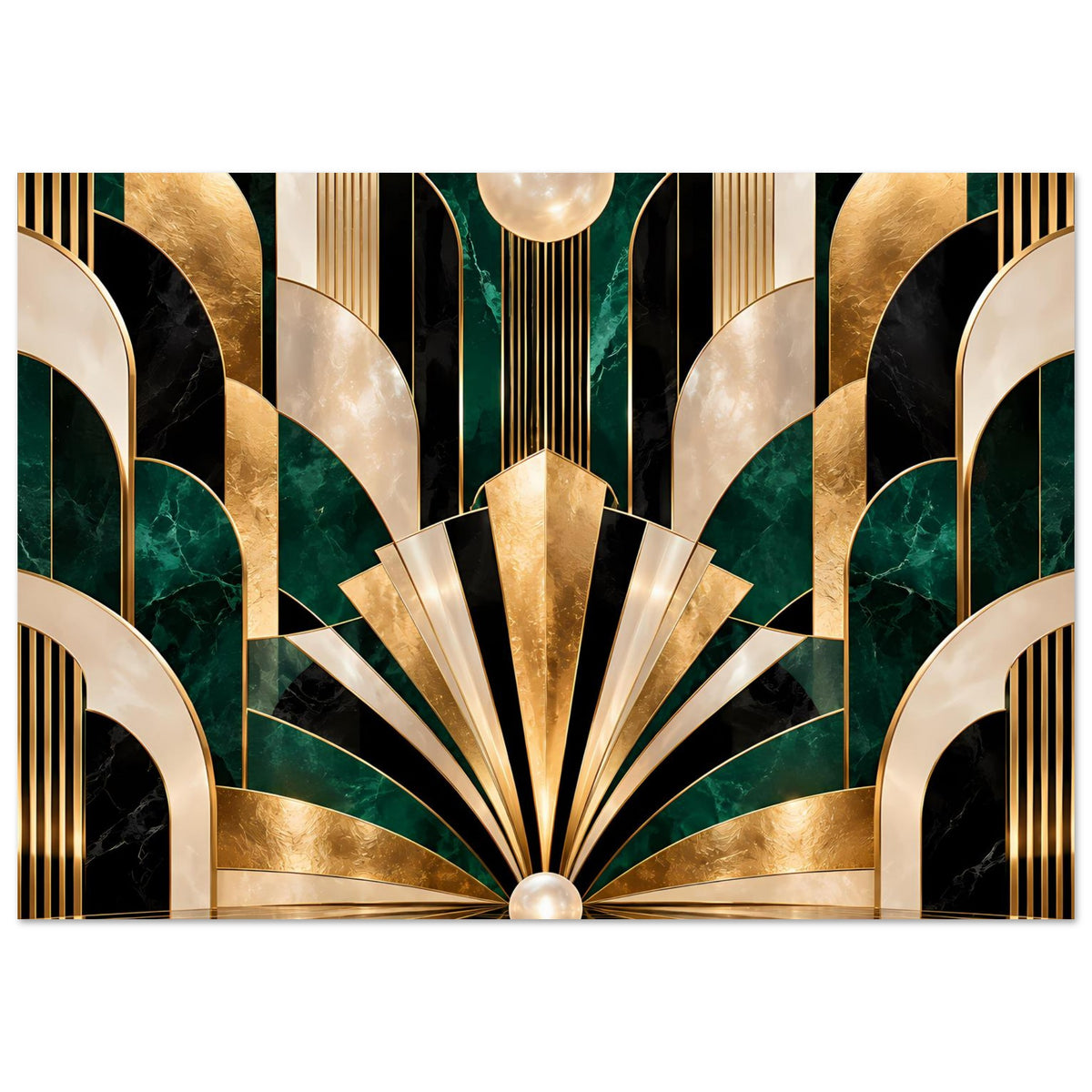 Art-Déco-Poster in Gold und Smaragd, horizontal