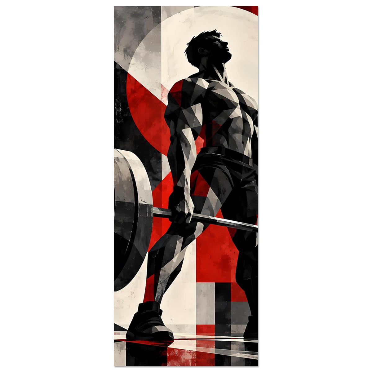 Fitnessposter (hochkant) Ausschnitt mit Kraftsportler-Silhouette und Hantelstange
