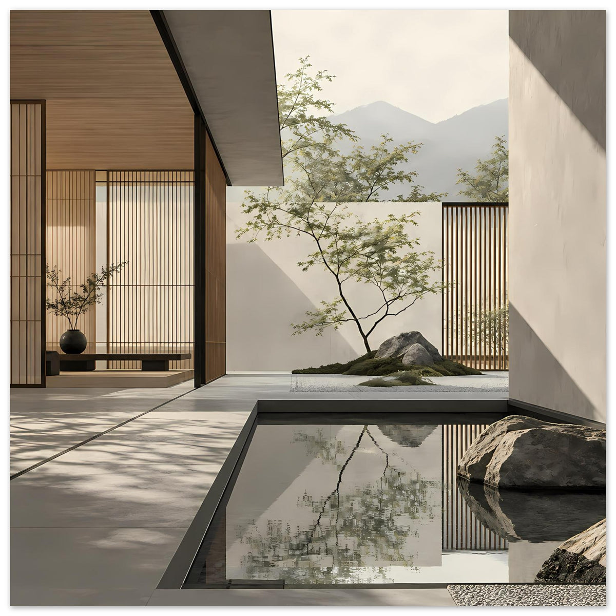 Ruhiges Zen-Poster für Wohnzimmer und Meditationsbereich