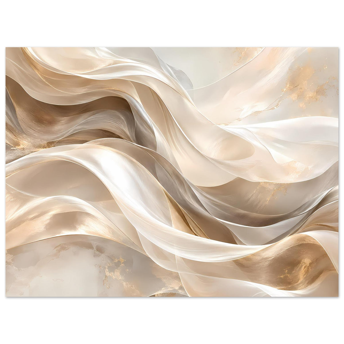 Leinwand-Poster mit weichen Wellen in Creme, Beige und Gold, horizontal