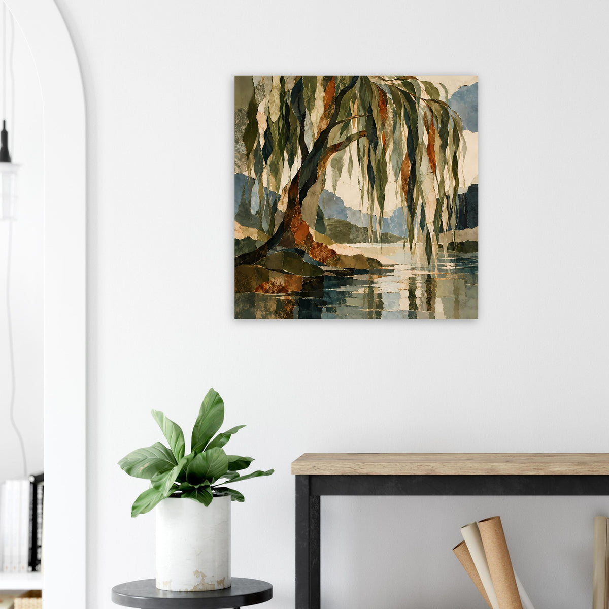 Wandposter mit Landschaftsbild: Bäume und Wasserfläche mit ruhiger Spiegelung