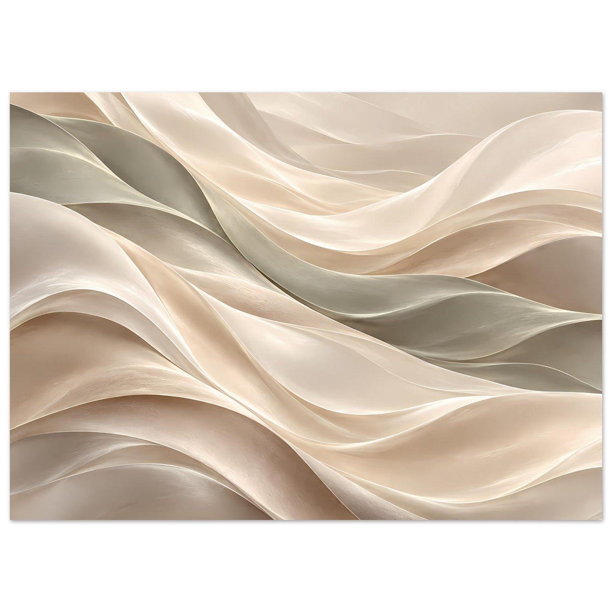 Poster mit sanften Wellenformen in Creme- und Graunuancen, horizontal