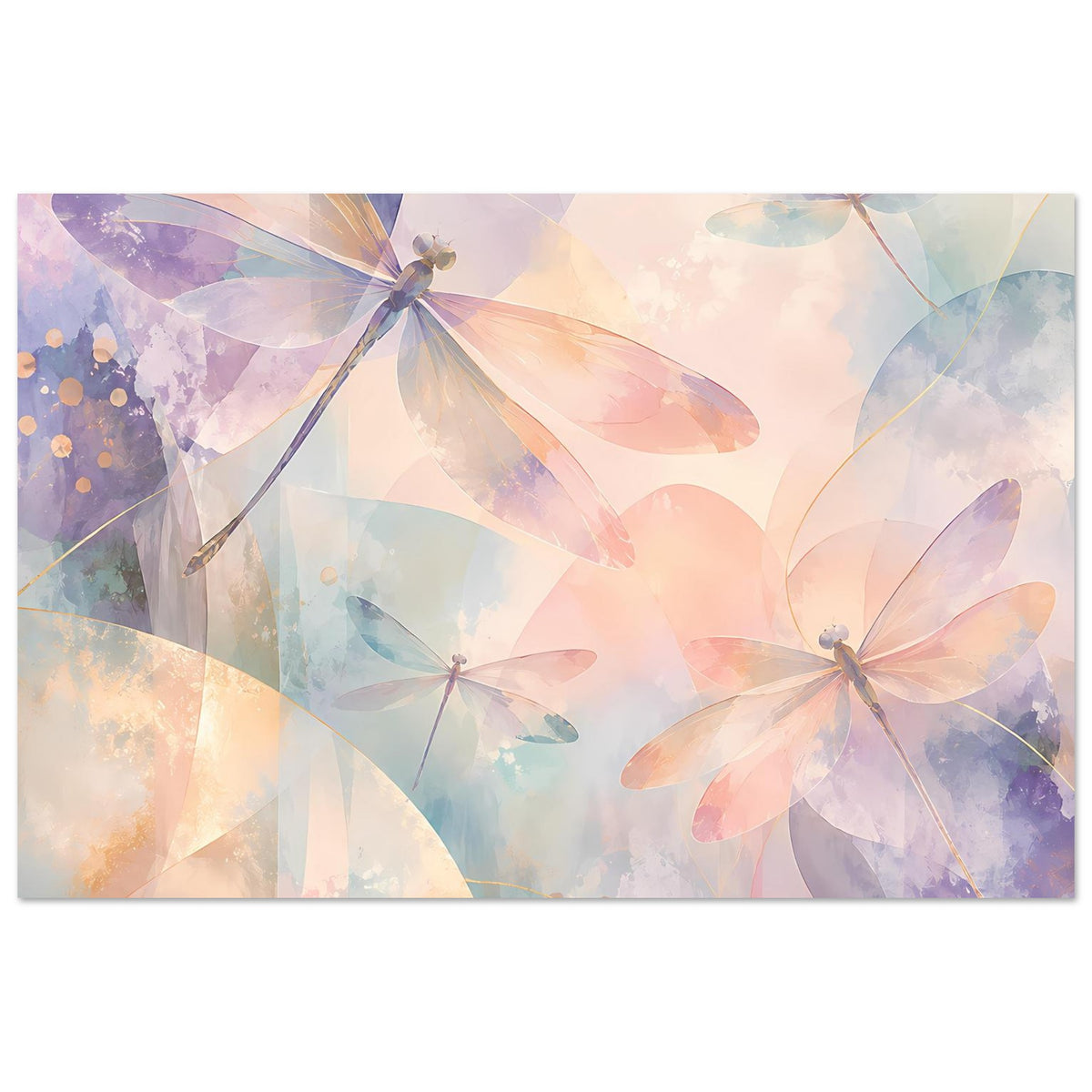 Pastellposter mit Libellenflügeln und weichen Pastellflächen, horizontal