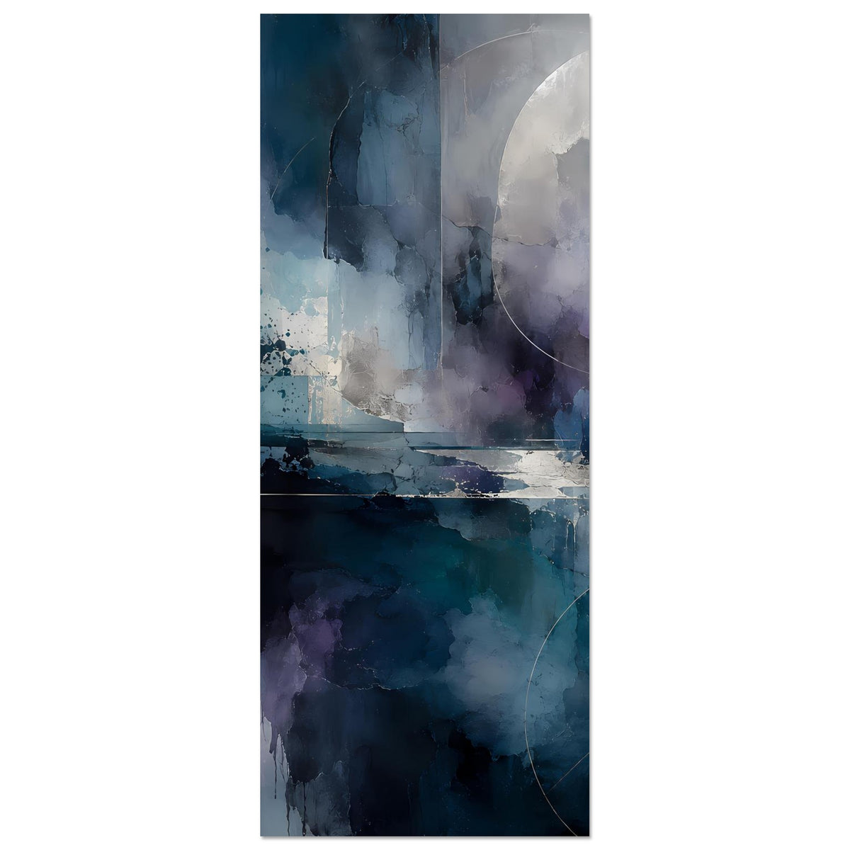Abstraktes Kunstposter (Hochformat) mit Blau- und Violett-Abrissoptik
