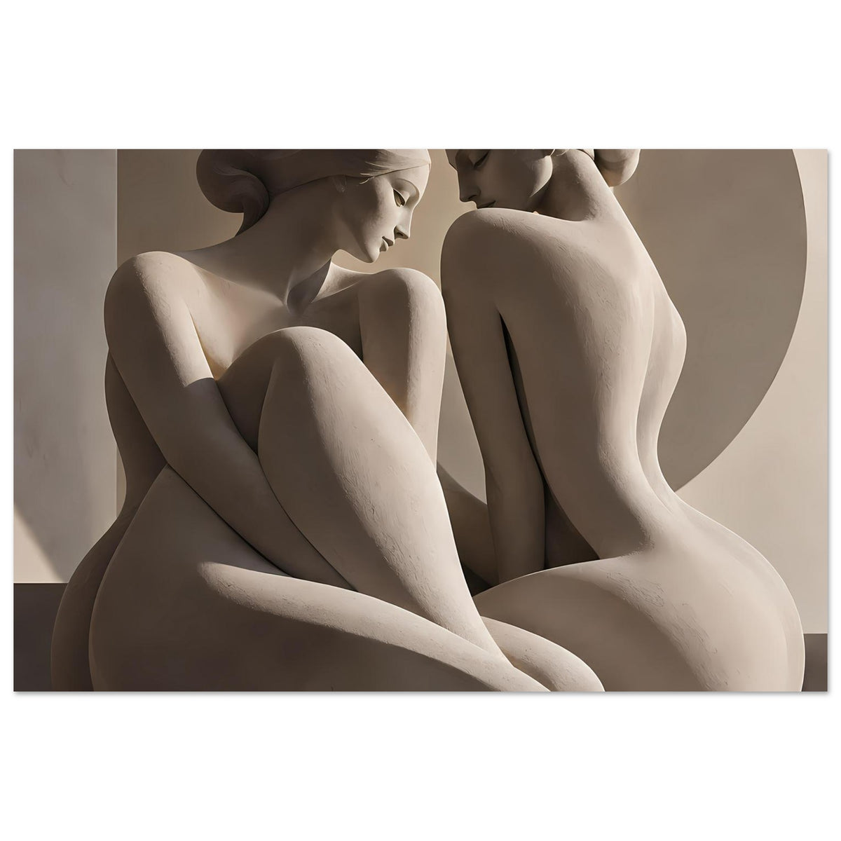 Kunstposter: zwei klassische Akte, sitzende Figuren mit ausdrucksvollen Gesichtszügen