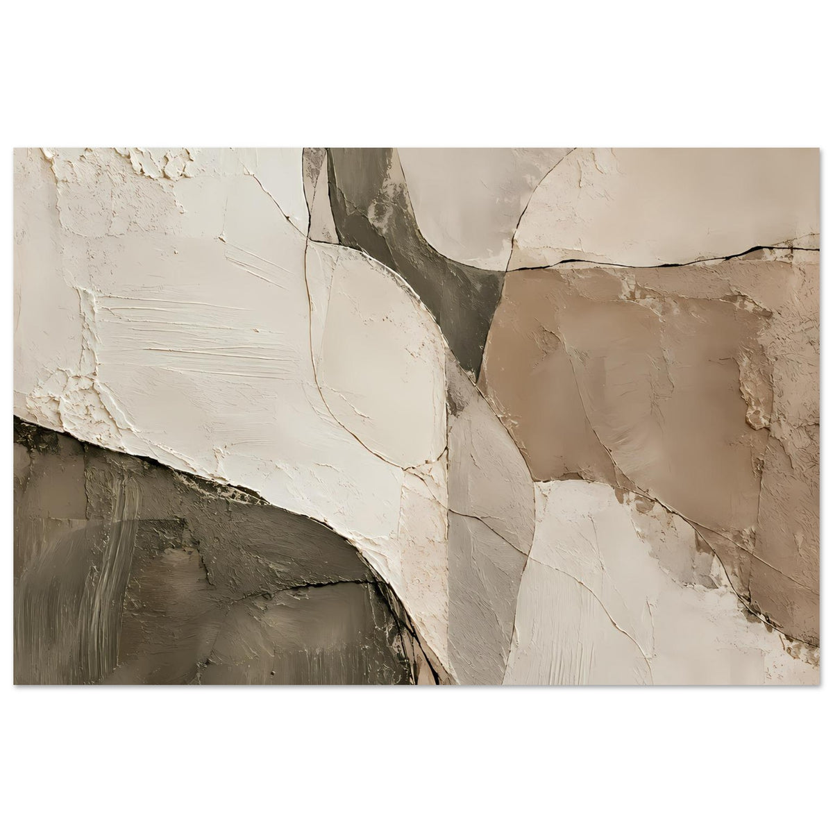 Abstraktes Kunst-Poster im Querformat: helle Putzstruktur, dunkles Dreieck und Beige