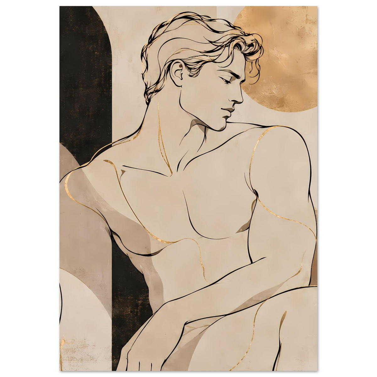 Kunstposter Aktfigur halb nah: Schulterpartie, warme Beige- und Goldtöne