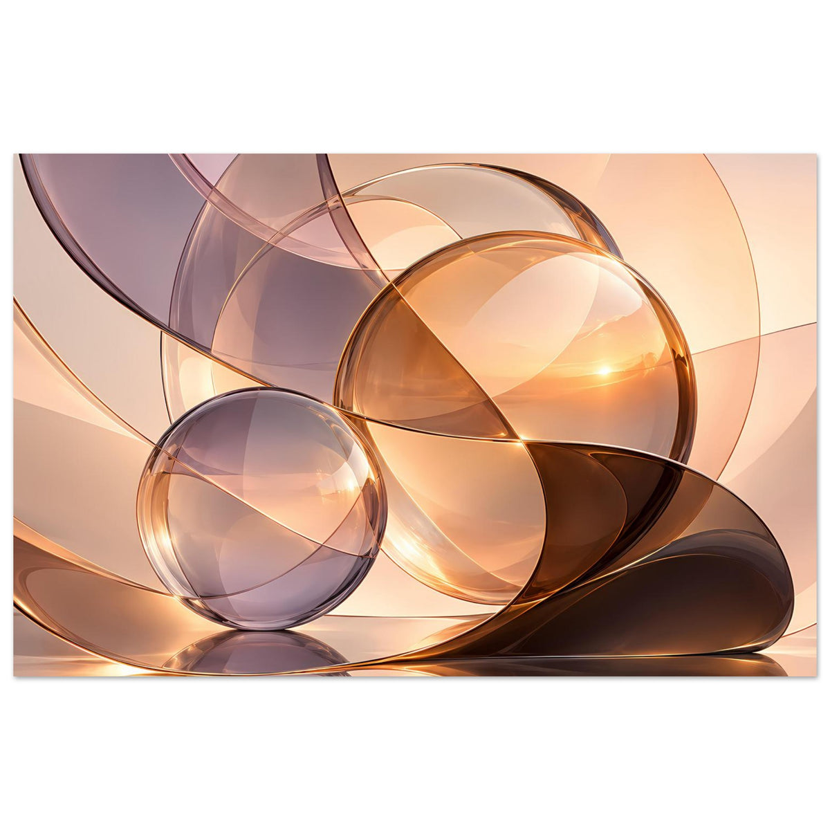 Abstrakter Kunstdruck: Glas-Kugeln in warmen Tönen, horizontal