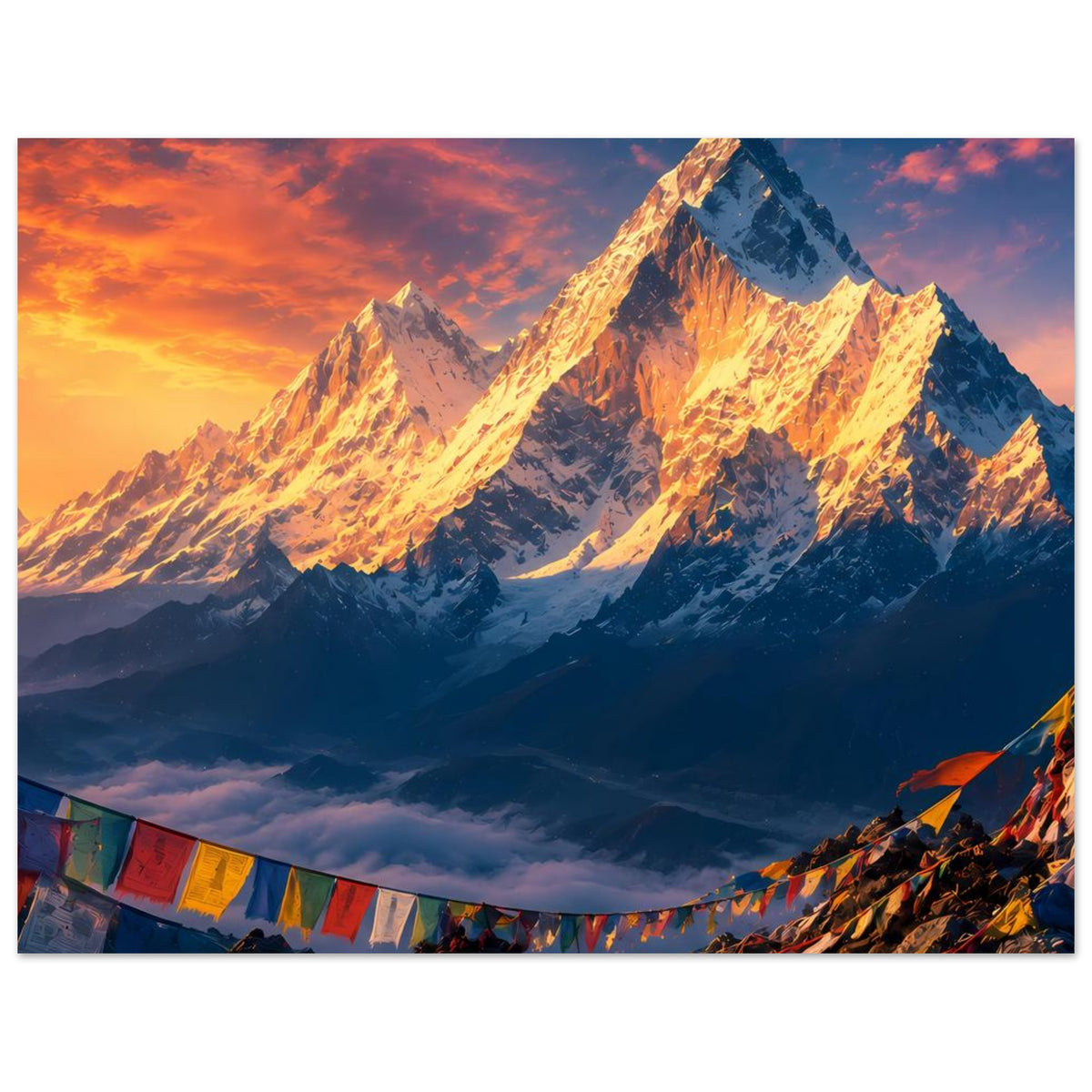 Horizontales Poster: leuchtende Bergspitzen im goldenen Sonnenaufgang