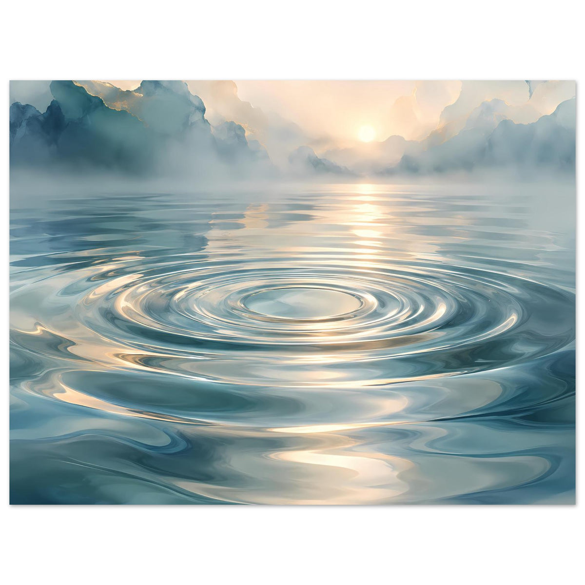 Wasser-Poster im Querformat: kreisförmige Wellen im Meer bei Sonnenaufgang