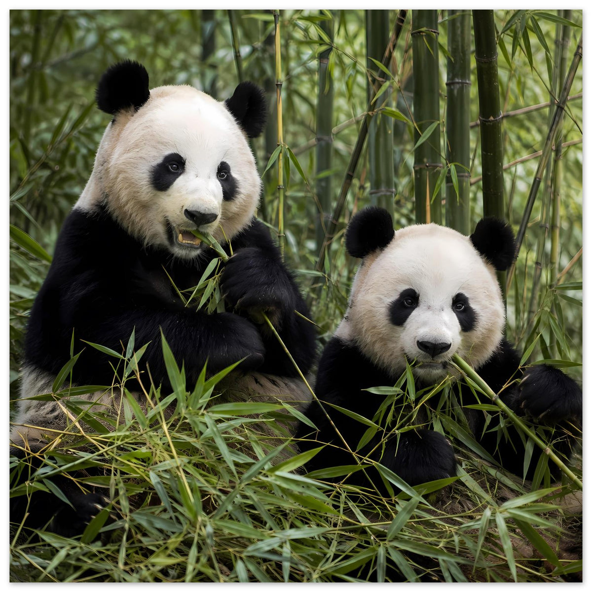 Duo-Poster mit zwei Pandas im Bambus, Premium-Mattpapier