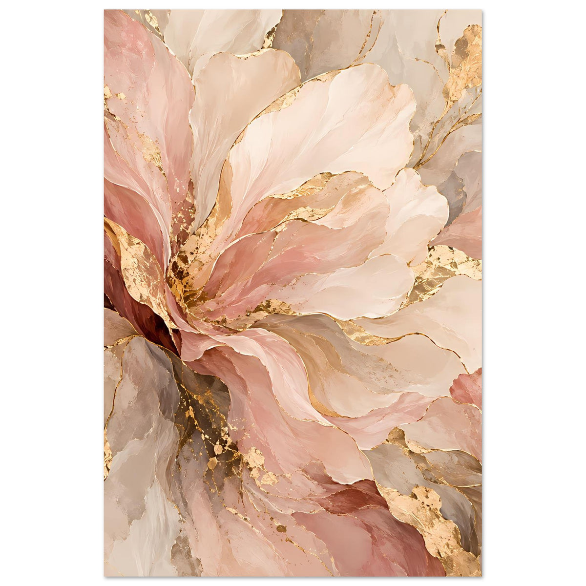 Blumenposter mit rosa und goldener Blüte im Hochformat