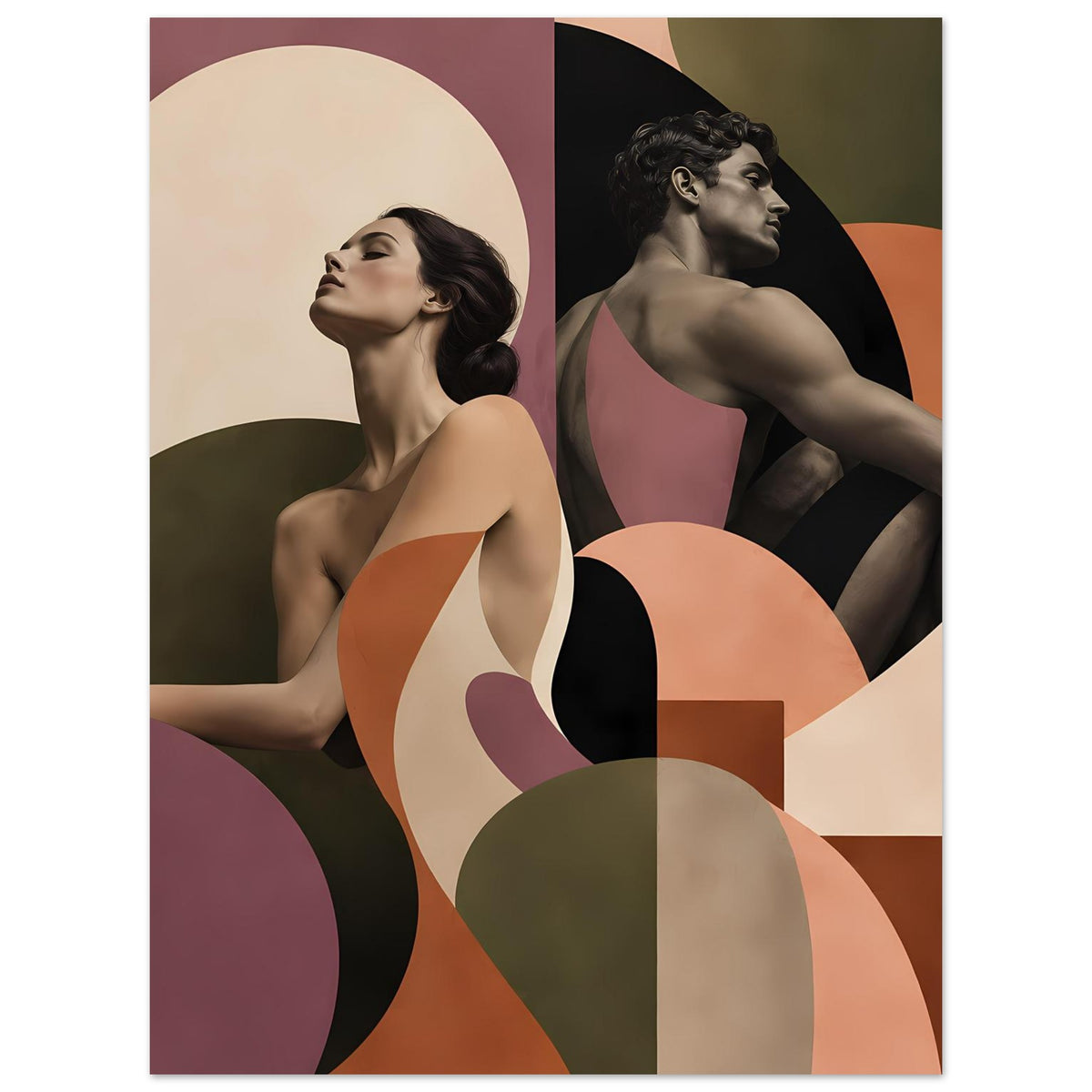Figurenposter hochkant: zwei abstrakte weibliche Figuren in Terrakotta/Mauve