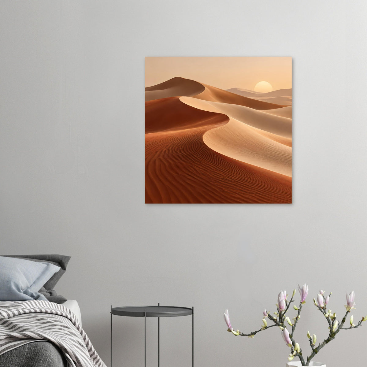 Wandposter mit Wüstenmotiv: Sanddünen in warmem Braun und Beige, quadratisch