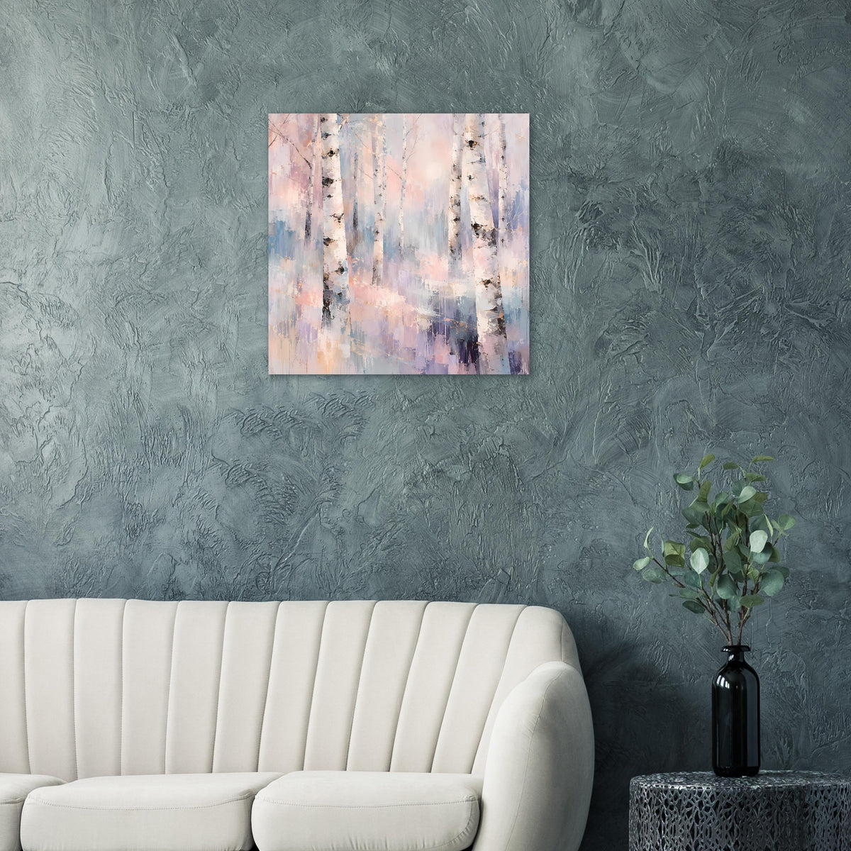Naturposter Birkenwald in Pastell, quadratisch