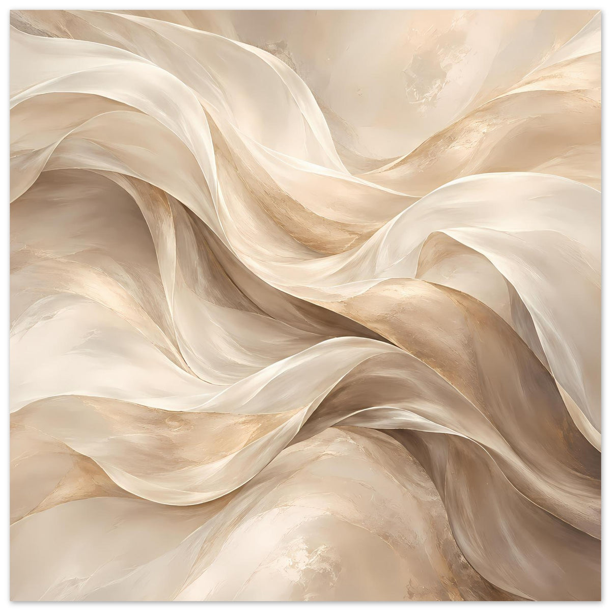 Abstraktes Fluss-Poster, horizontal: große Wellen aus Creme- und Beigetönen