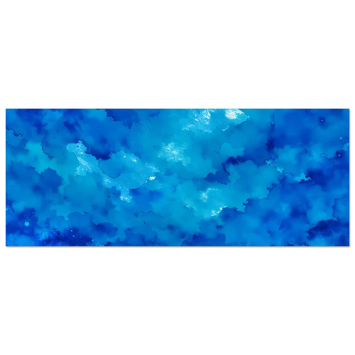 Abstraktes Poster mit blauem Aquarell-Cloud-Design, waagerechte Ansicht.
