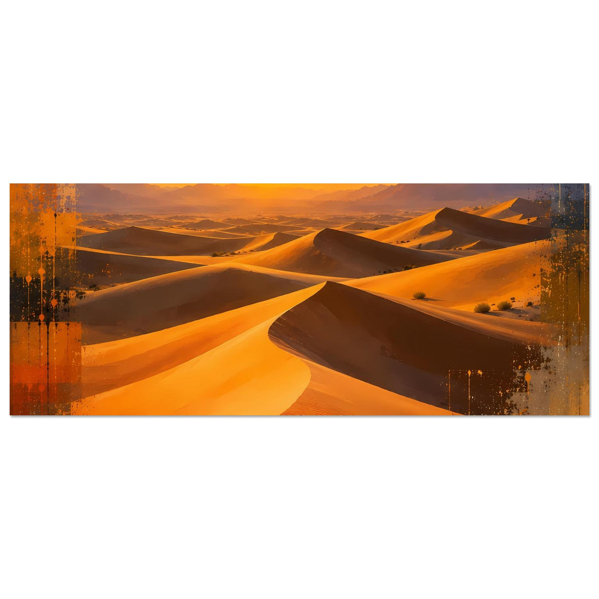 Wüstenlandschafts-Poster, horizontal: Dünen bei Sonnenuntergang in warmen Erdtönen