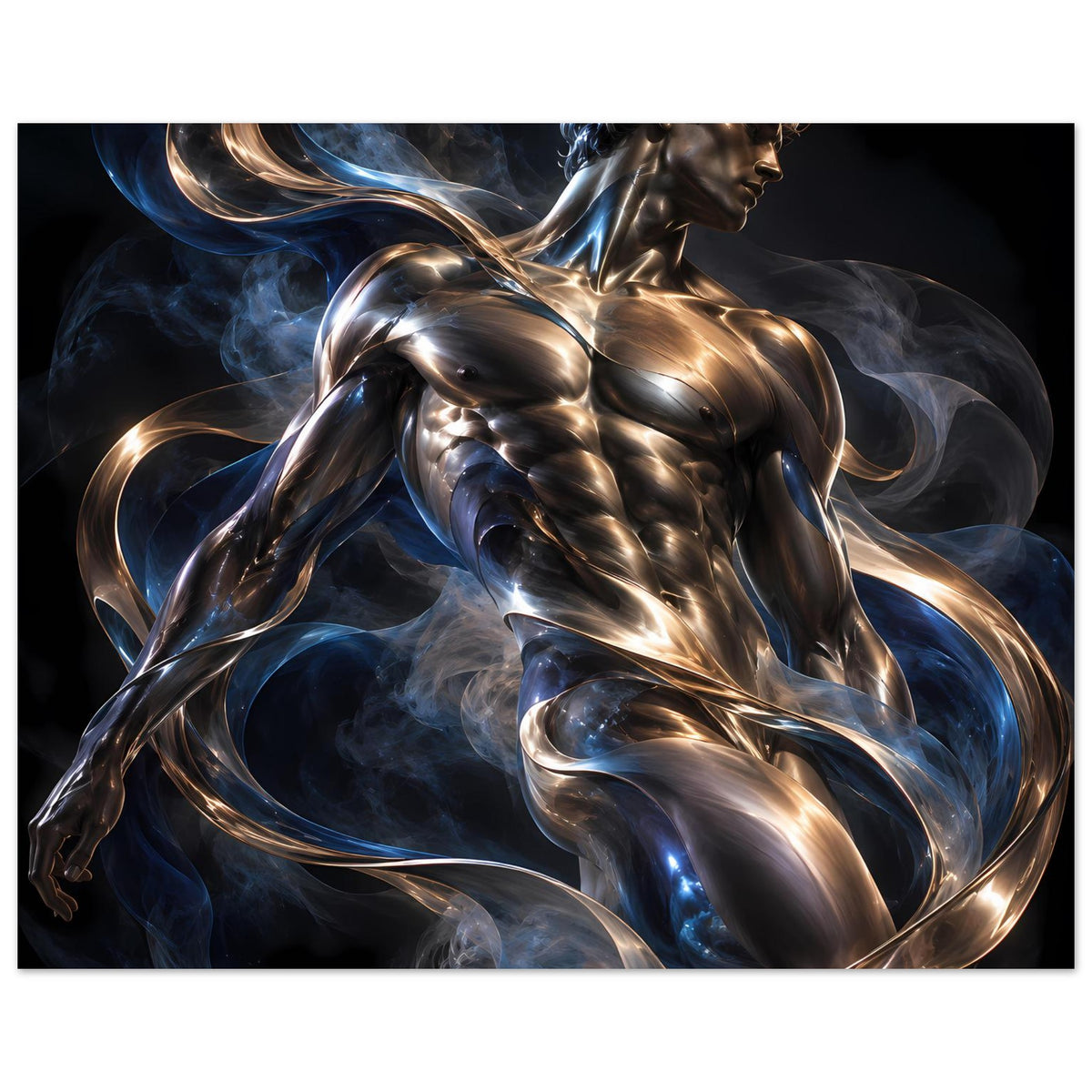 Horizontales Kunstposter mit Seitenprofil der gold-silbernen Frauenfigur