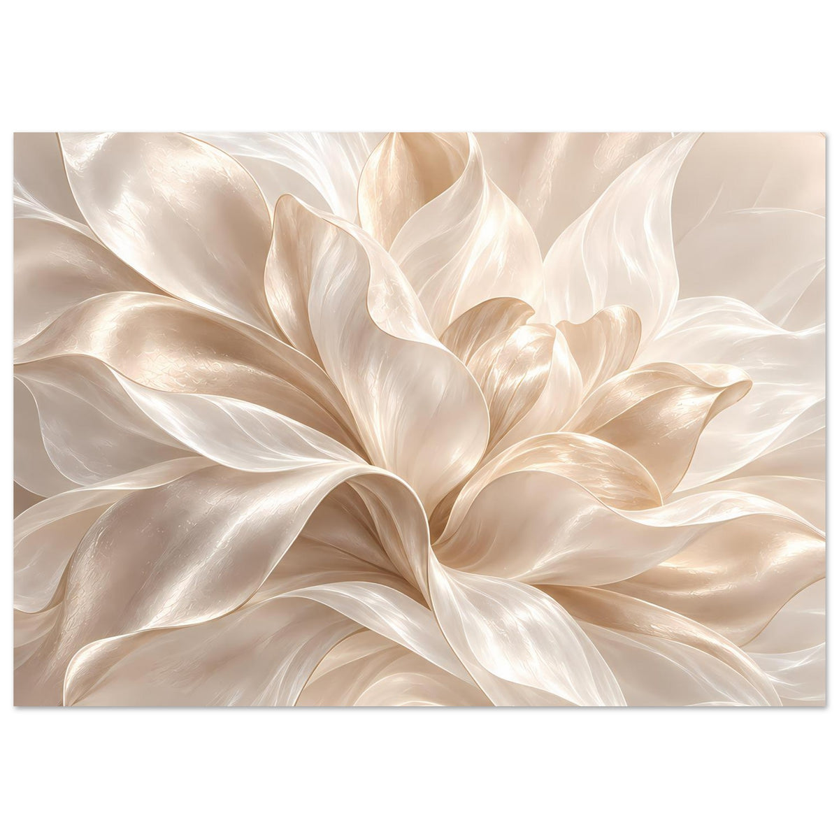 Poster in Creme mit floralen Blütenblättern, horizontal, breiter Bildausschnitt