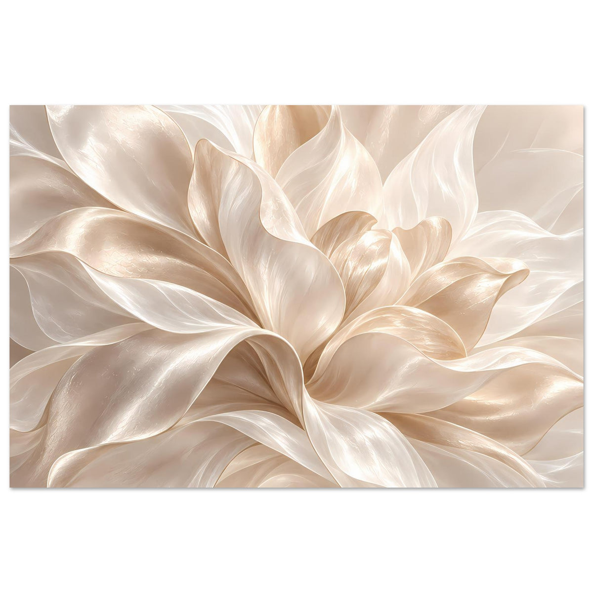 Cremefarbener Blumenposter auf mattem Papier, horizontales florales Ornament