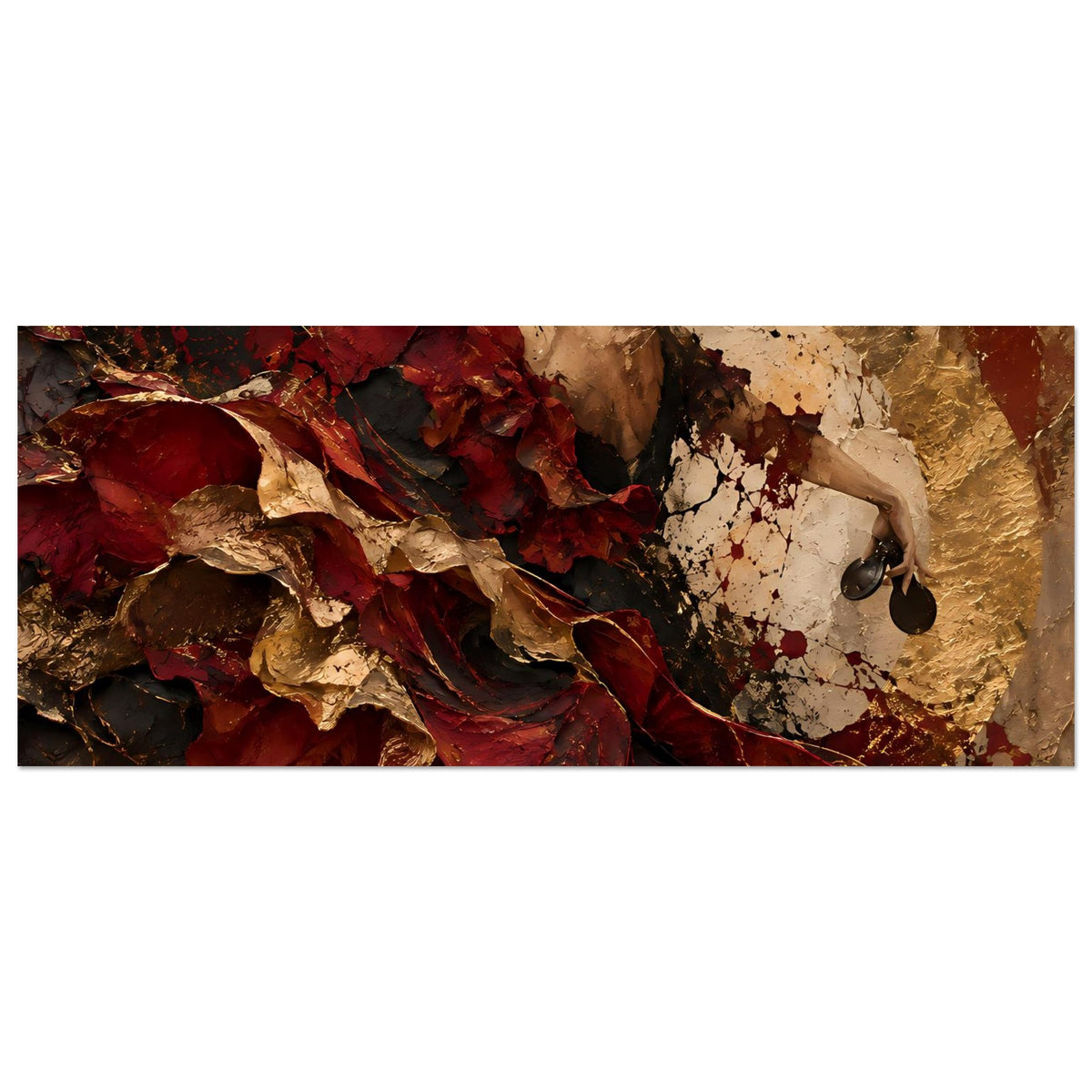 Wandkunst-Poster (horizontal): rotes Tuch der Frau mit roter Rose im Ausschnitt