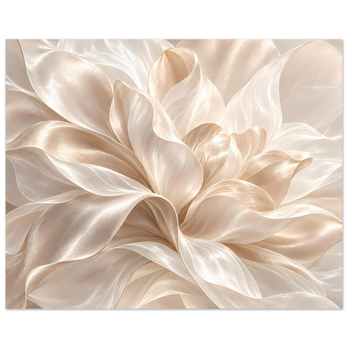 Poster in Creme mit abstrakten Blütenblättern, horizontale Anordnung
