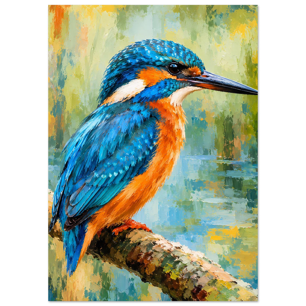 Poster mit Eisvogel auf mattem Papier, hochformat, kleiner Ausschnitt am Rand